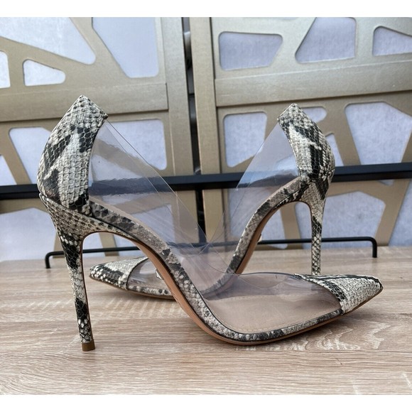 Schutz Cendi Transparent Snakeskin leather Print Pump heels shoes 7.5 B - Picture 5 of 8